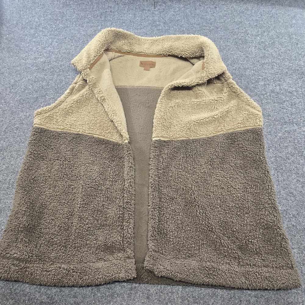 Koolaburra By UGG Vest Womens 2X Brown Sherpa Fleece Open Front Cozy Layer